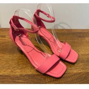 Anne Klein Jessika Ankle Strap Kitten Heel Sandals Pink Women’s Size 9 Elegant